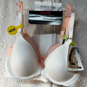 Vanity Fair-Set(2) White & Pink Extra Coverage Bra (36B-x2) ‼️NWT‼️